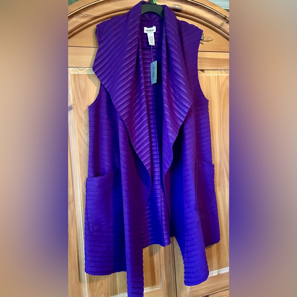 LeModa Vibrant Purple Textured Cardigan